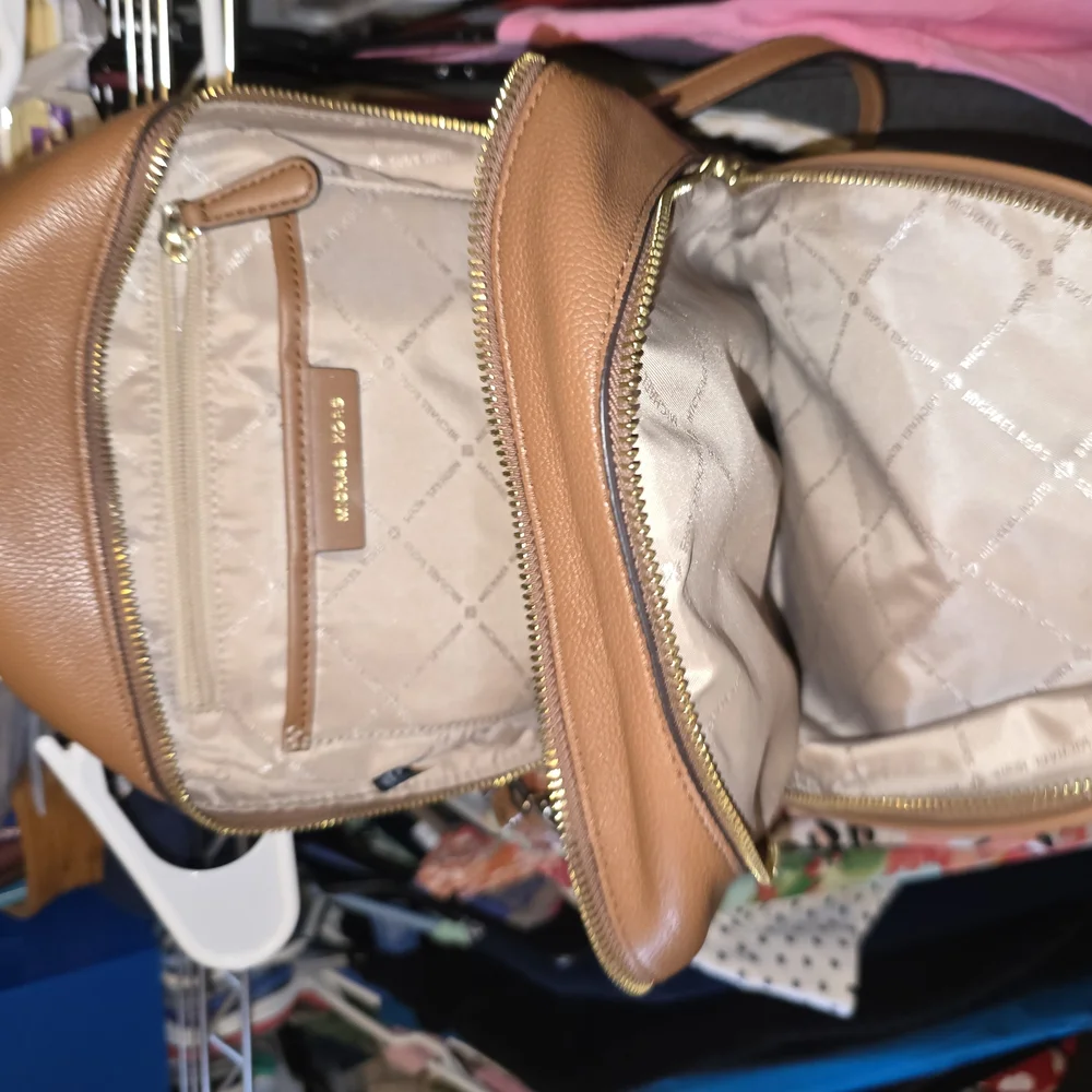 Michael Kors Tan and Brown Logo Backpack - Picture 2 of 4